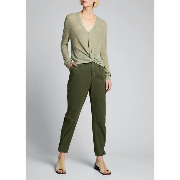 NEW Veronica Beard SOREN sweater front knot sage